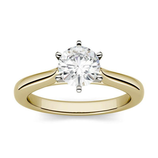 1.5ct Moissanite Solitaire Engagement Ring in 14k Two-Toned Gold