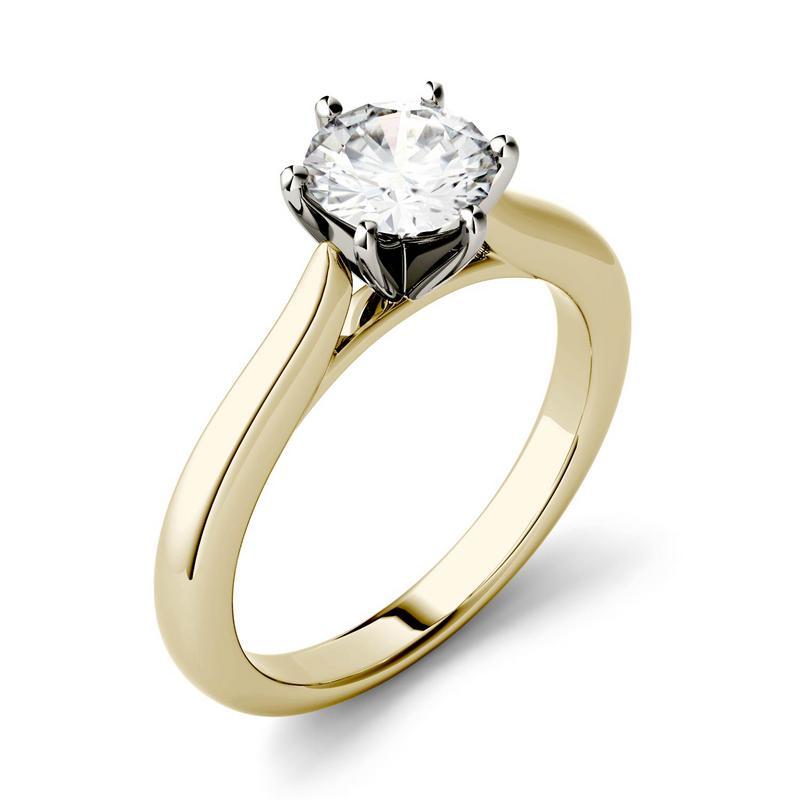 0.5ct Moissanite Solitaire Engagement Ring in 14k Two-Toned Gold