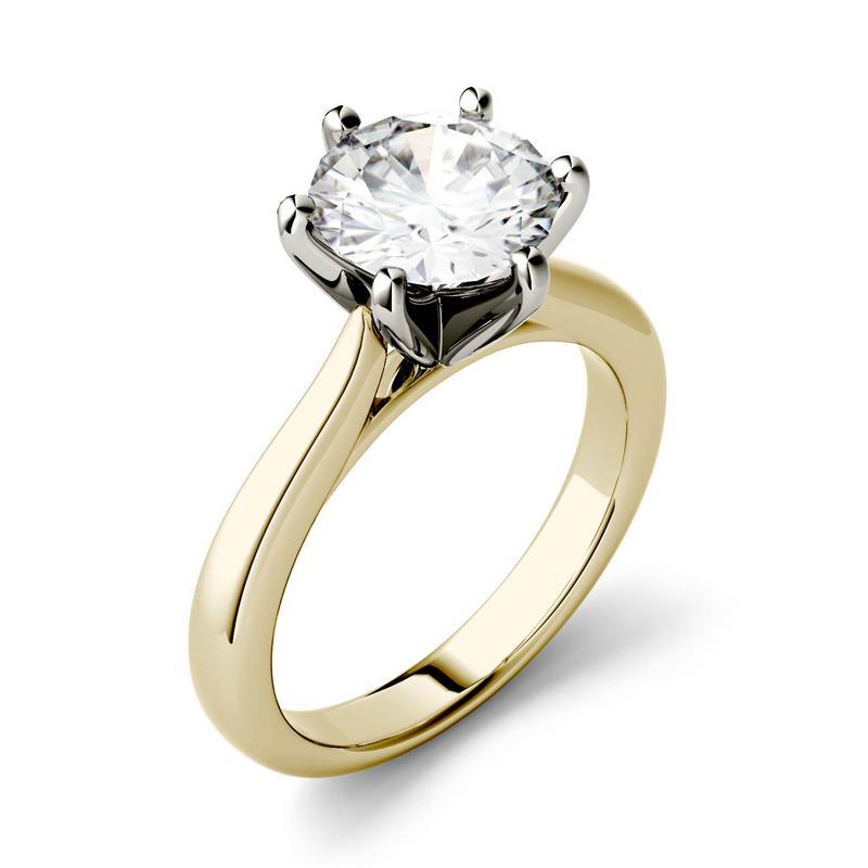 Moissanite Solitaire Engagement Ring in 14k Two-Toned Gold