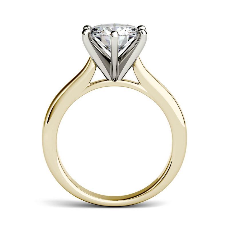 Moissanite Solitaire Engagement Ring in 14k Two-Toned Gold