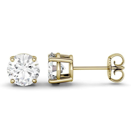 Moissanite Solitaire Stud Earrings in 14k Gold