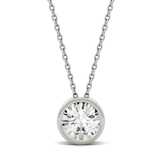 0.5ct Moissanite Solitaire Pendant Necklace in 14k White Gold