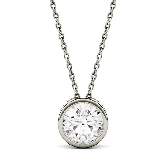 1ct Moissanite Pendant Necklace in 14k White Gold