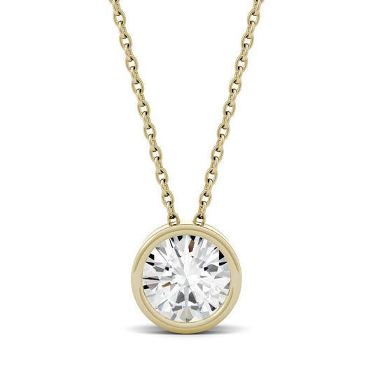 1ct Moissanite Pendant Necklace in 14k Yellow Gold