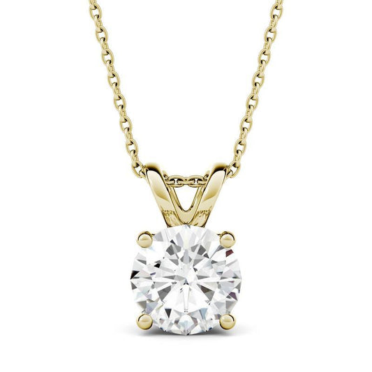 Moissanite Solitaire Pendant in 14k Gold