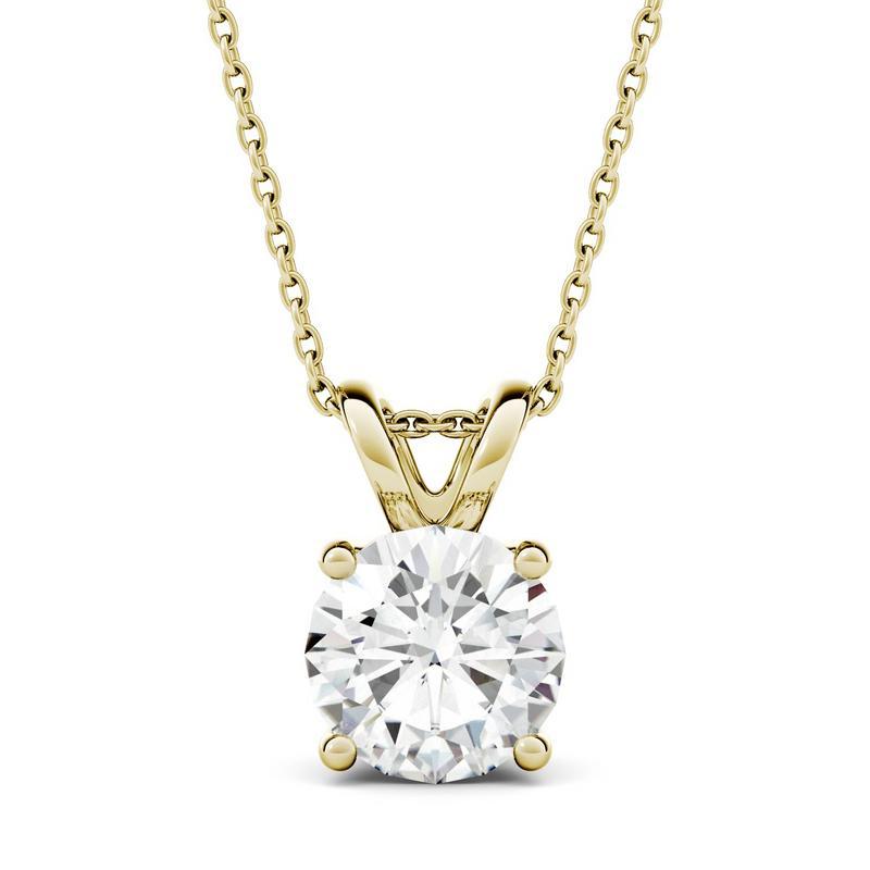 Moissanite Necklace and Earring Set in 14k Yellow Gold