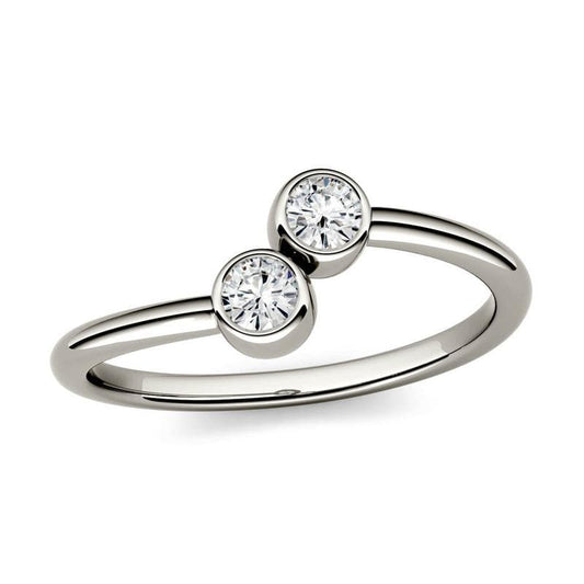 2-Stone Moissanite Ring in 14k White Gold