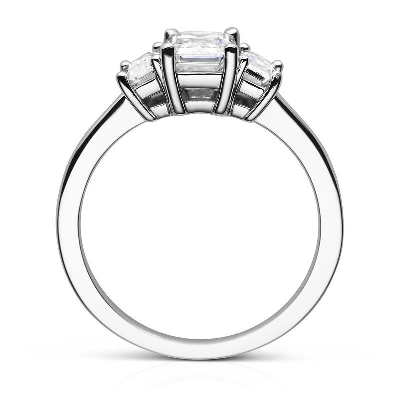 Emerald Cut Moissanite 3-Stone Engagement Ring