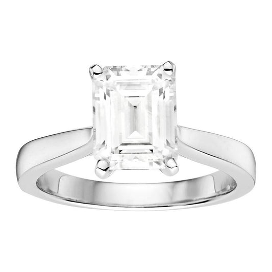 Emerald Cut Moissanite Solitaire Engagement Ring