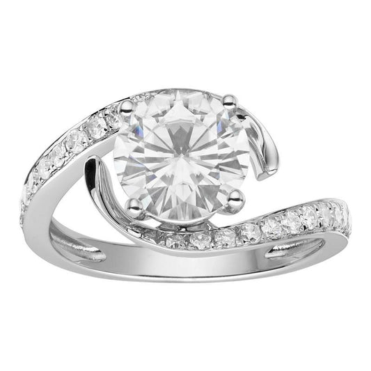 2ct Moissanite Bypass Solitaire Ring in 14k White Gold