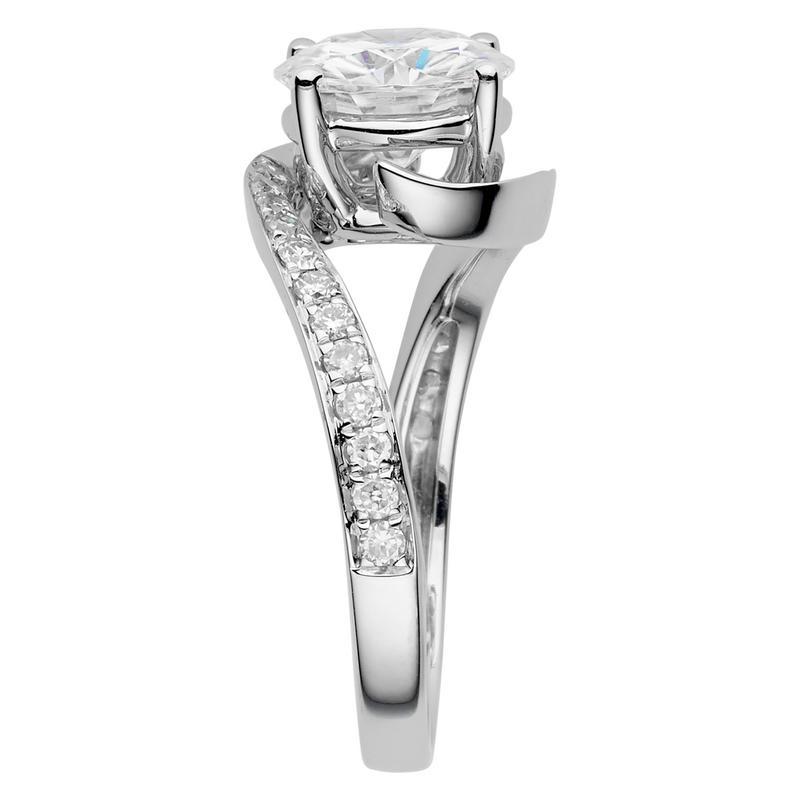 2ct Moissanite Bypass Solitaire Ring in 14k White Gold