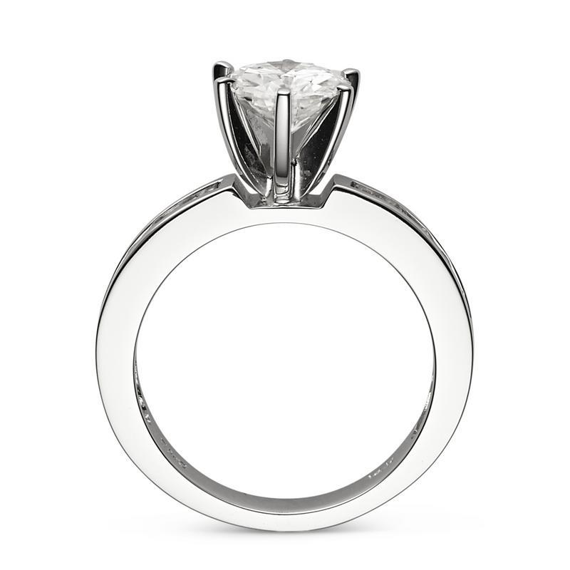 Round Cut Moissanite Channel Band Engagement Ring