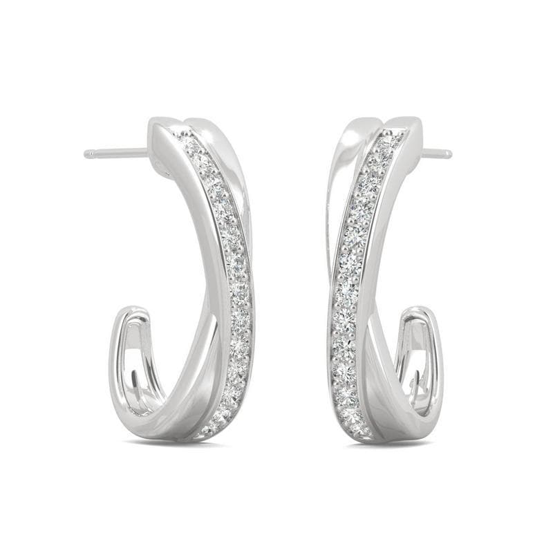 Moissanite Hoop Earrings in 14k White Gold