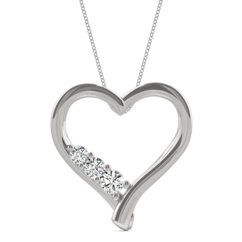 Moissanite Heart Pendant Necklace in Sterling Silver