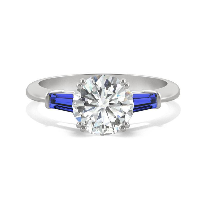 3-Stone Moissanite & Sapphire Engagement Ring
