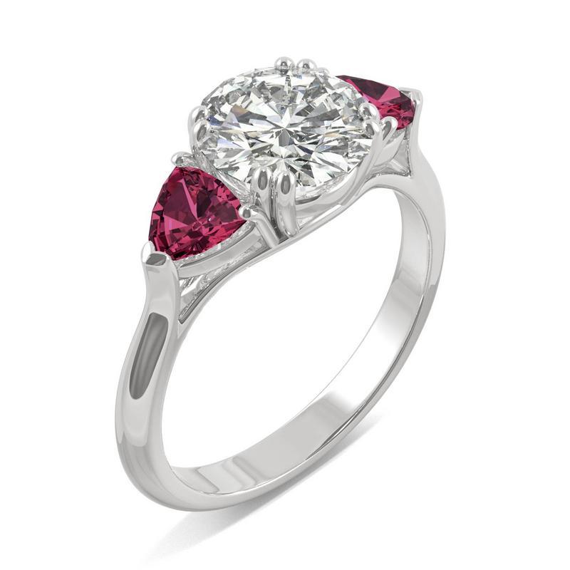 3-Stone Moissanite & Ruby Engagement Ring