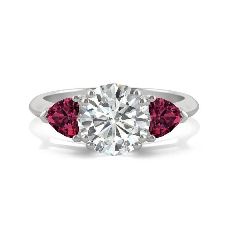 3-Stone Moissanite & Ruby Engagement Ring
