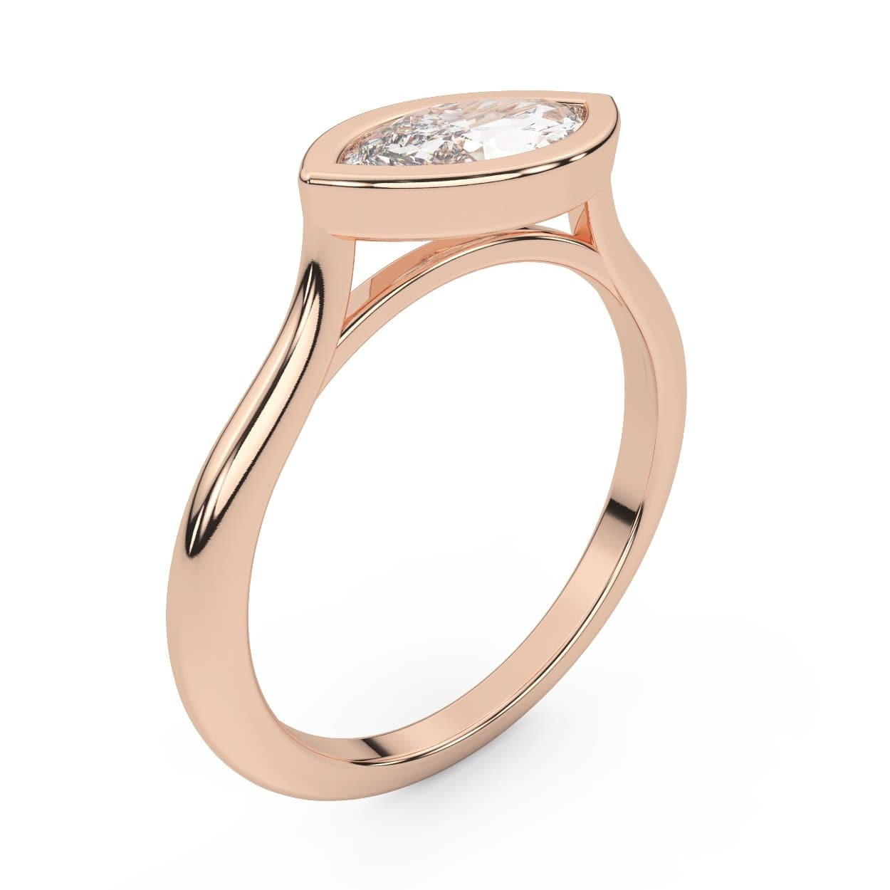 East West Marquise Cut Diamond Bezel Engagement Ring