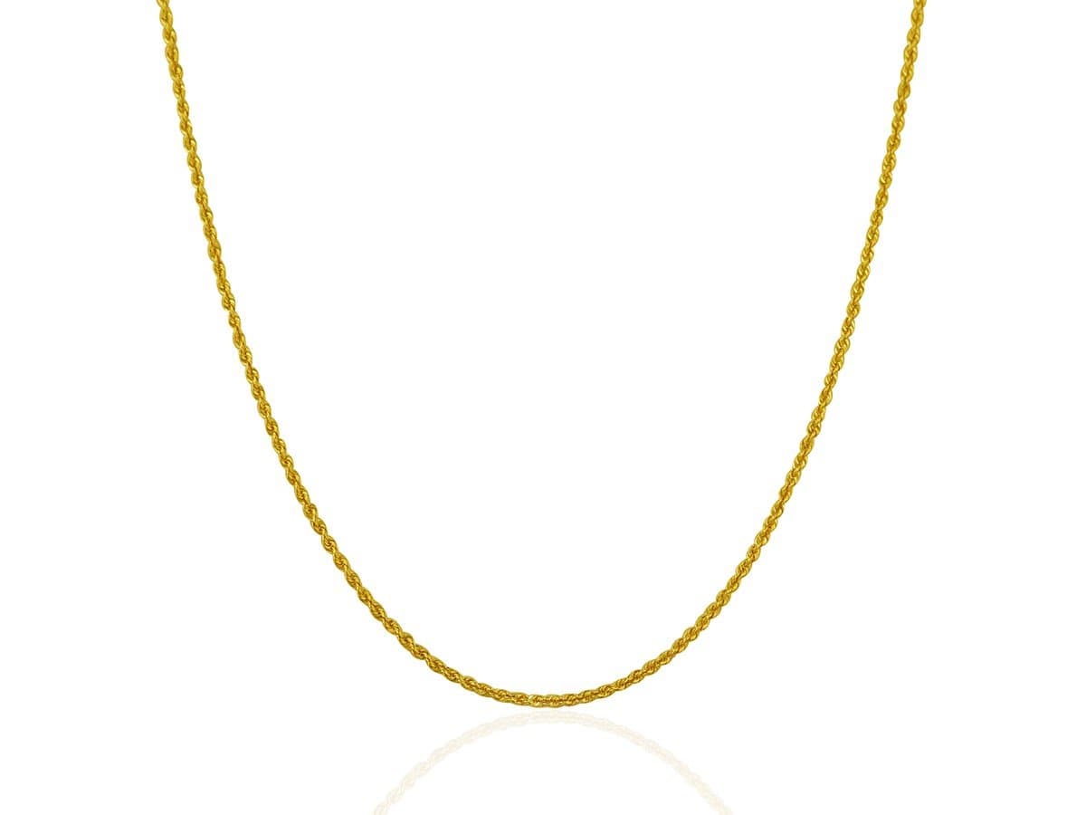 14k Yellow Gold Solid Rope Chain in 1.25 mm