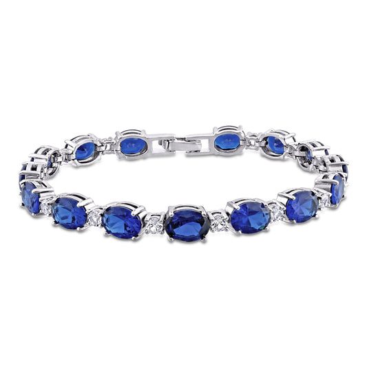 32ct Created Blue & White Sapphire Bracelet