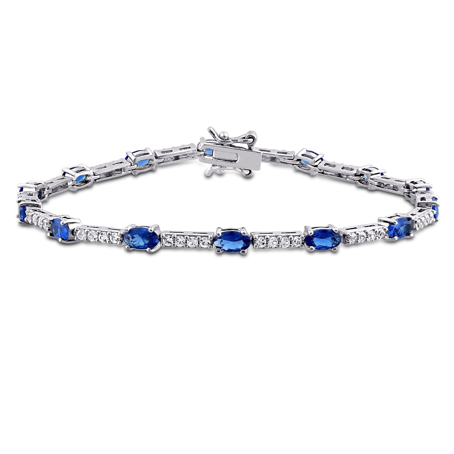 6-3/4ct Created Blue & White Sapphire Bracelet – IceTrends