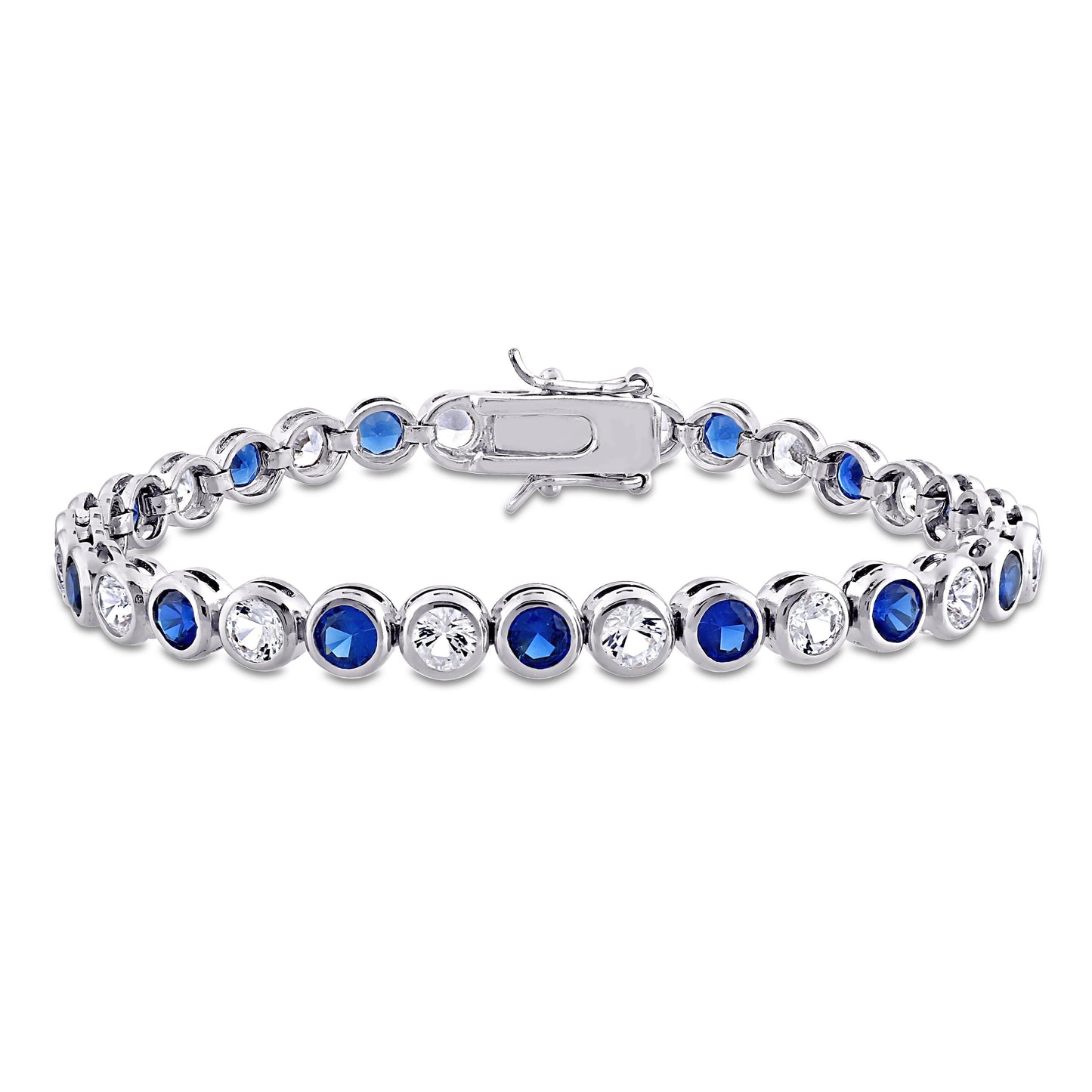 9.5ct Blue & White Sapphire Bracelet in Sterling Silver