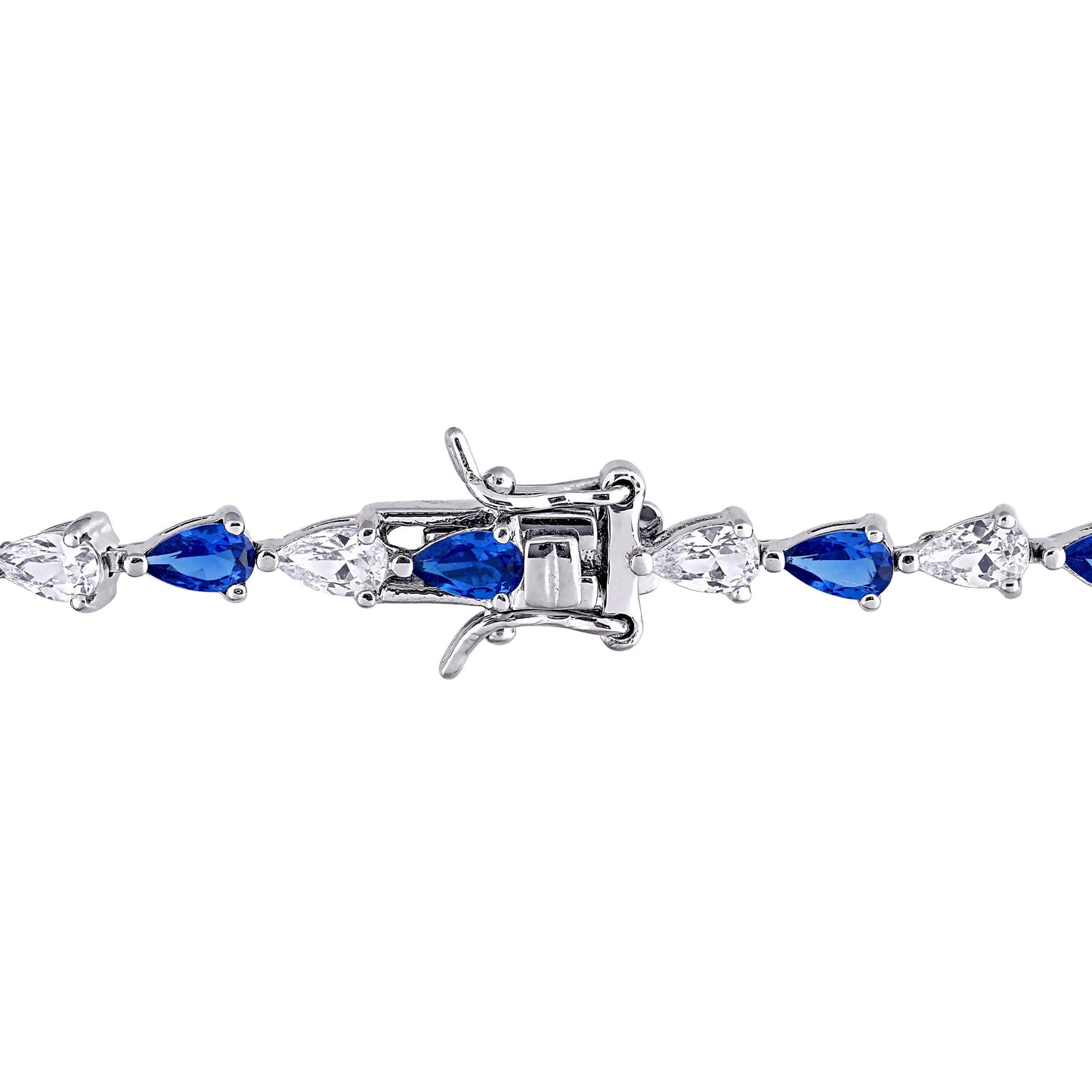 10-1/2ct Blue & White Sapphire Bracelet in Sterling Silver
