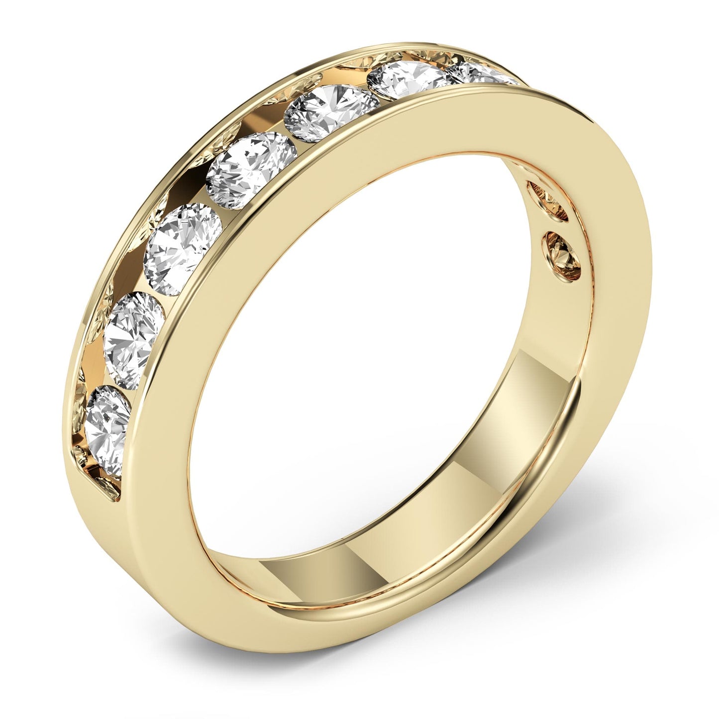 1.5ct Channel Set Round Cut Diamond Ring in 14k Gold