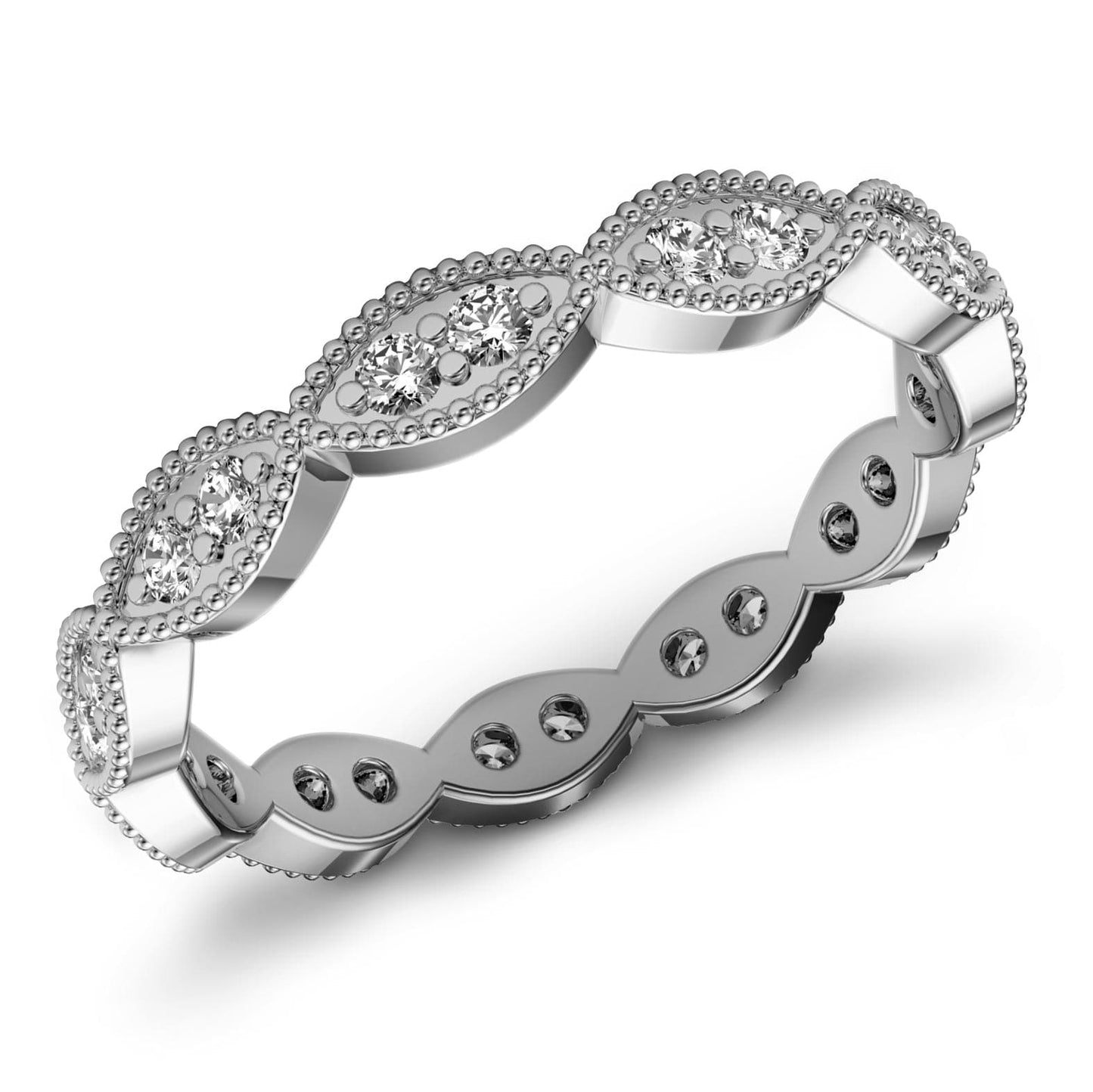 1/3ct Marquise & Dot Diamond Eternity Ring in 14k Gold
