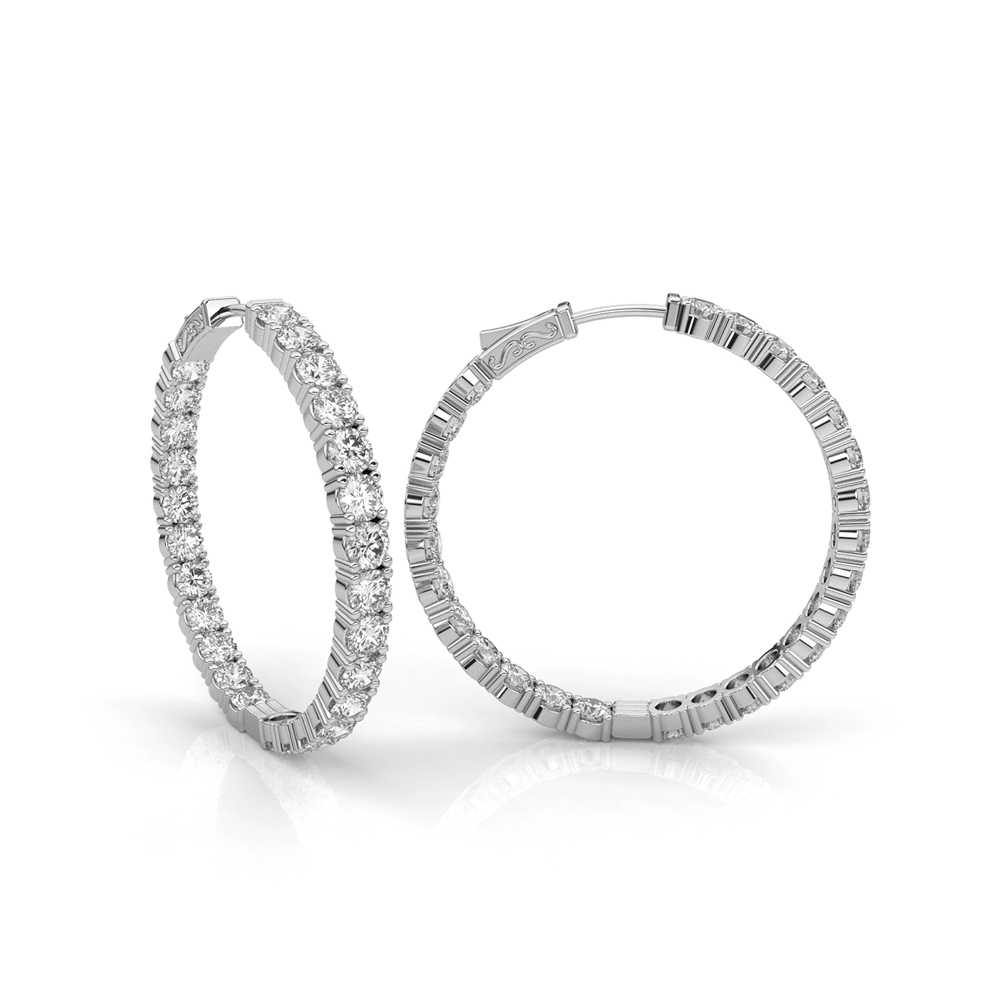 Moissanite Inside Out Hoops in Sterling Silver