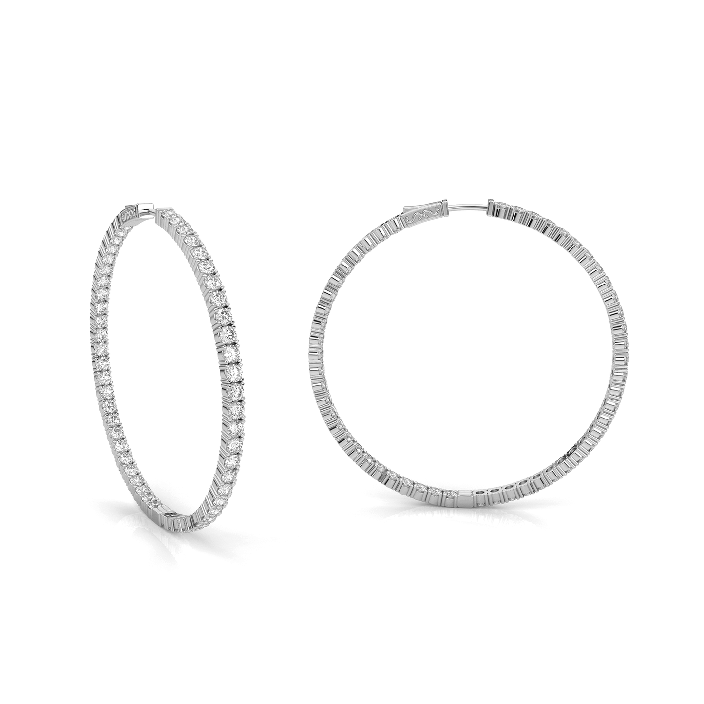 Moissanite Inside Out Hoops in Sterling Silver