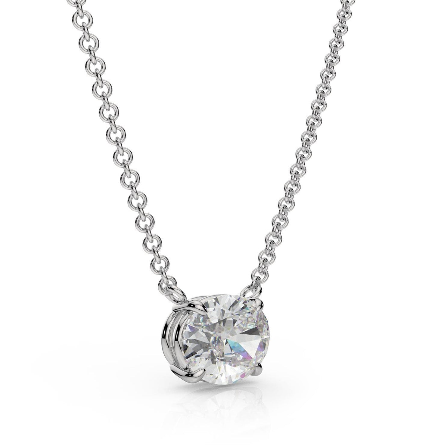 Moissanite East-West Oval Necklace in 14k Gold