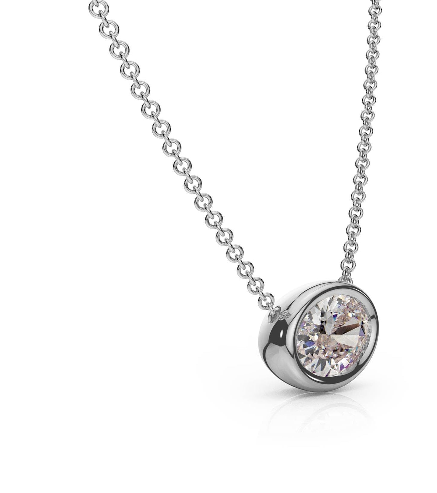 Moissanite East-West Oval Bezel Necklace in 14k Gold