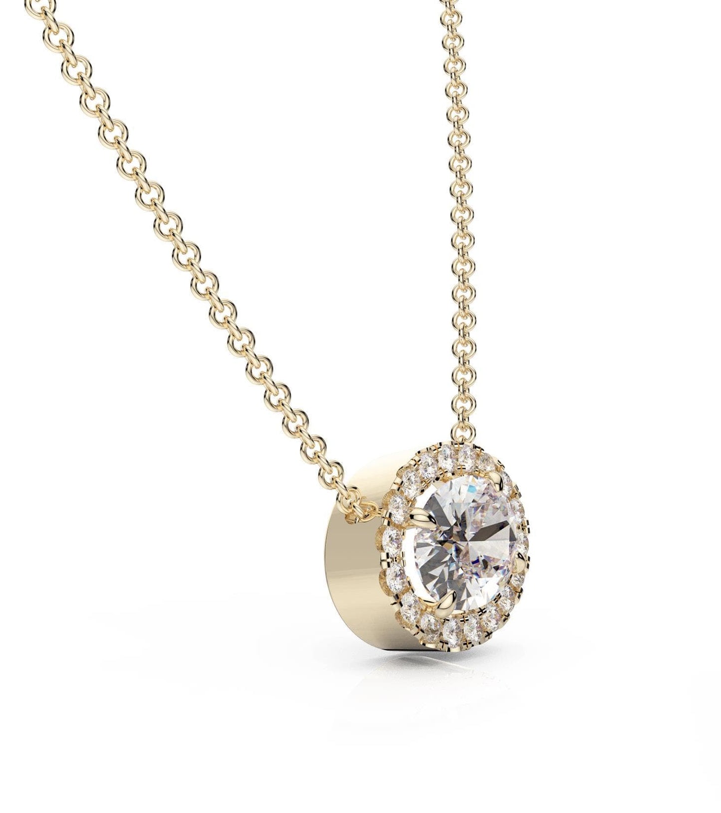 East-West Oval Cut Halo Necklace