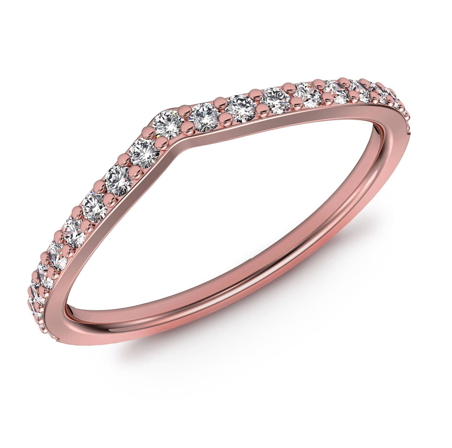 Curved Diamond Ring in 14k Gold