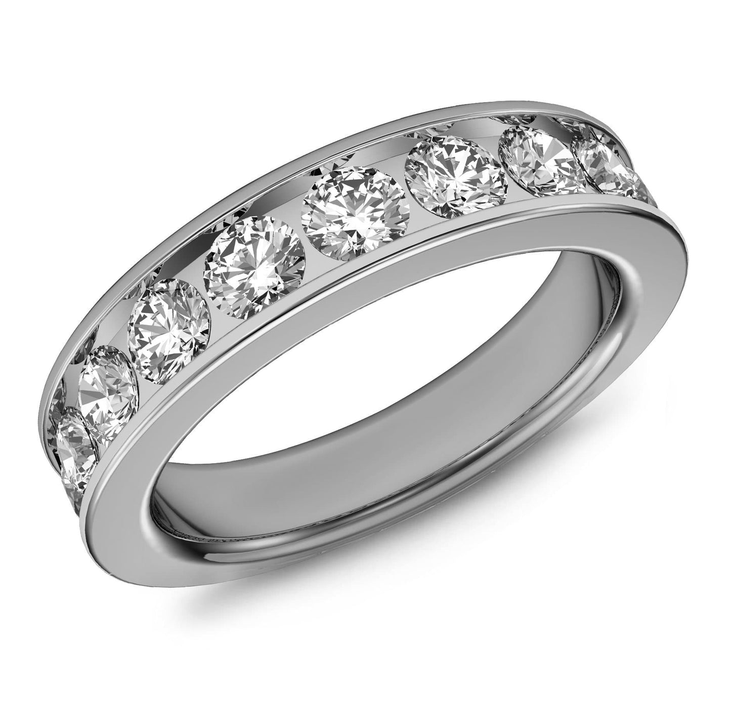 1.5ct Channel Set Round Cut Diamond Ring in 14k Gold
