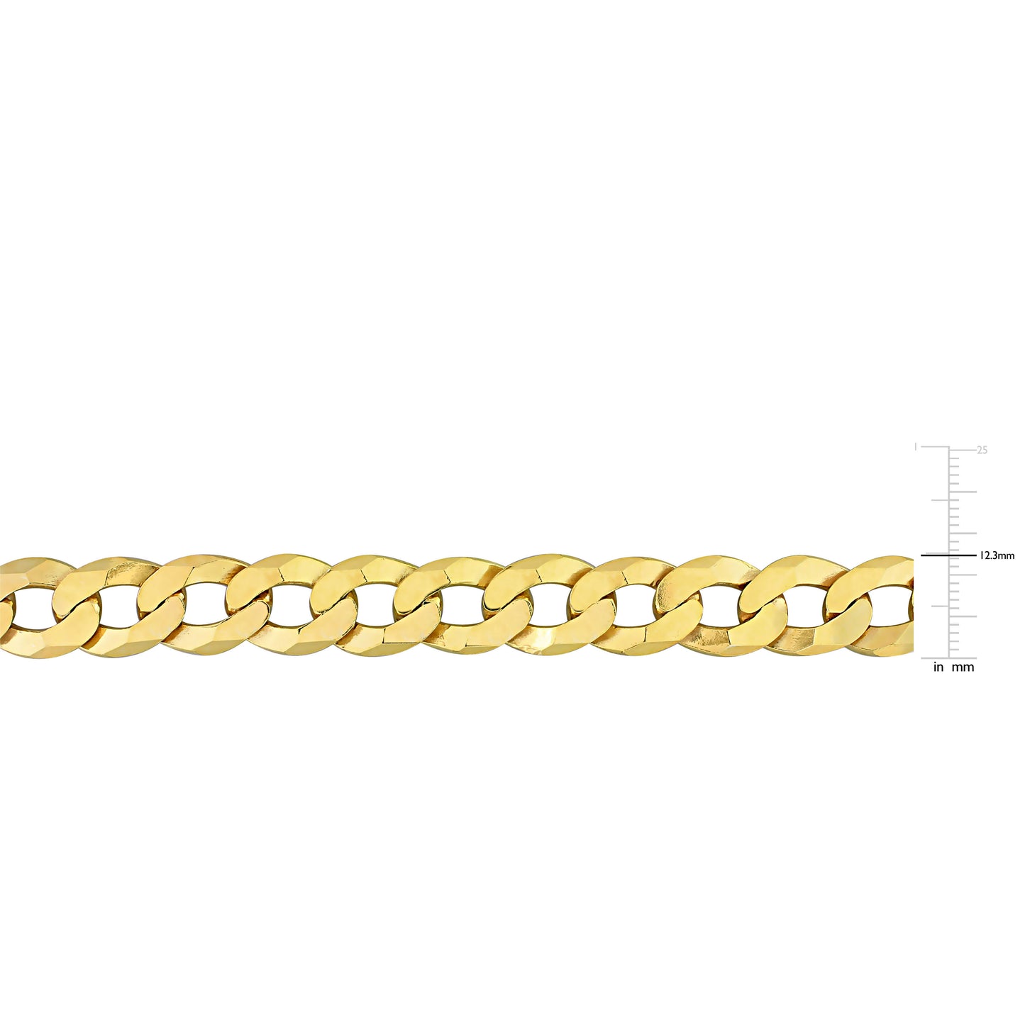 18k Yellow Gold Plated Curb Link Chain Bracelet in 12.3mm