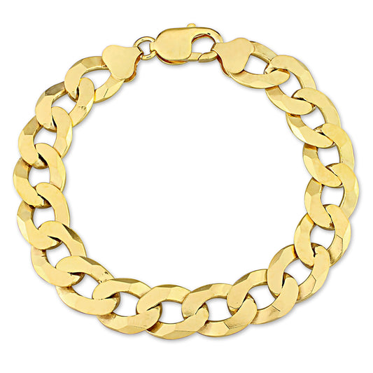 18k Yellow Gold Plated Curb Link Chain Bracelet in 12.3mm