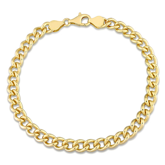 18k Yellow Gold Plated Curb Link Bracelet in 6.5mm