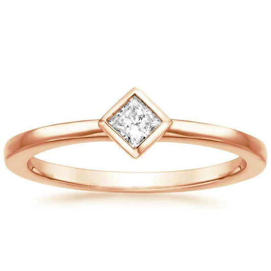 Bezel Princess Diamond Ring in 14k Gold
