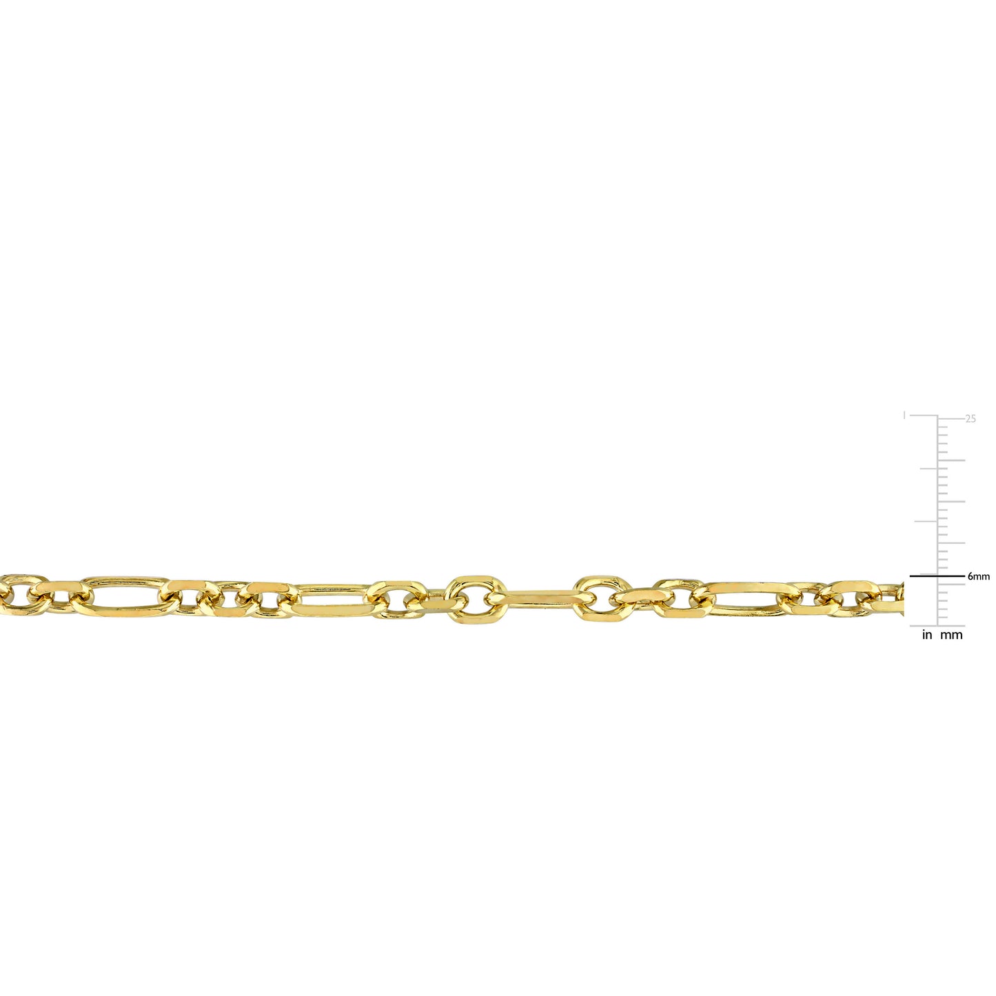 18k Yellow Gold Plated Figaro Chain Bracelet in 6mm