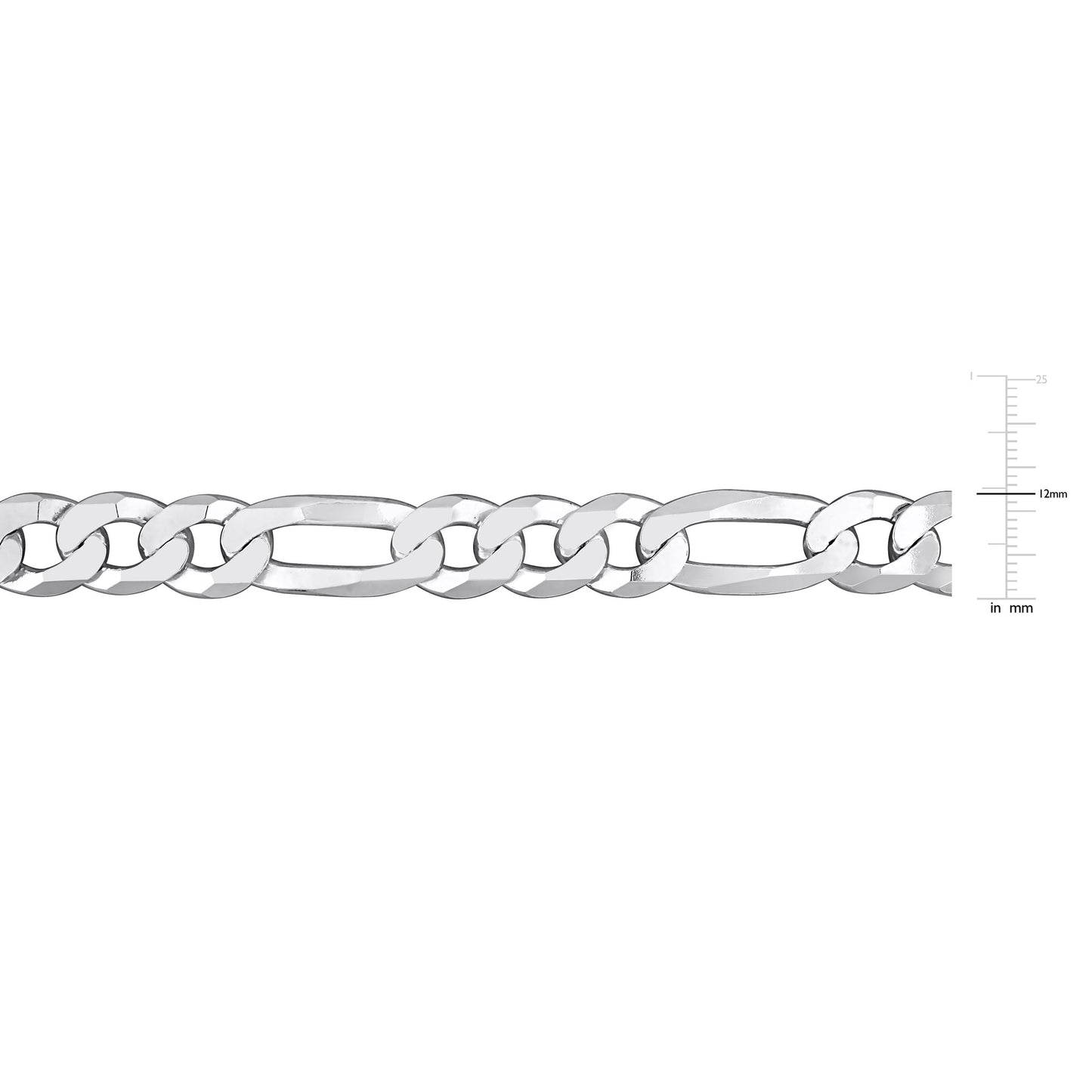Sterling Silver Figaro Chain Bracelet in 12mm
