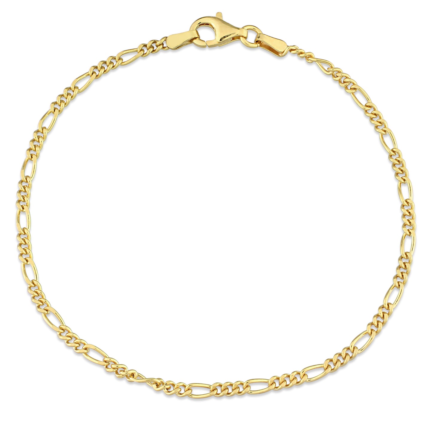 18k Yellow Gold Plated Figaro Chain Bracelet in 2.2mm