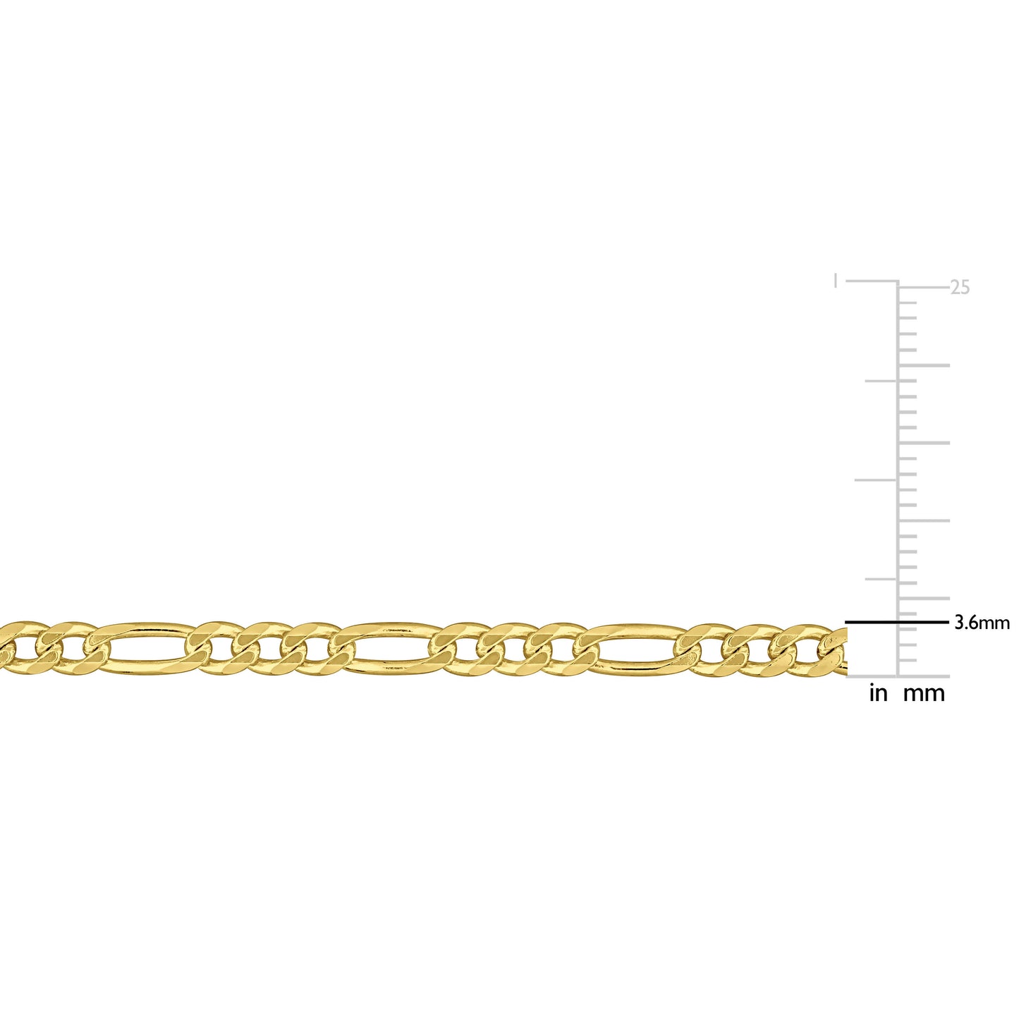Figaro Chain Bracelet in 3.6mm in Yellow Silver