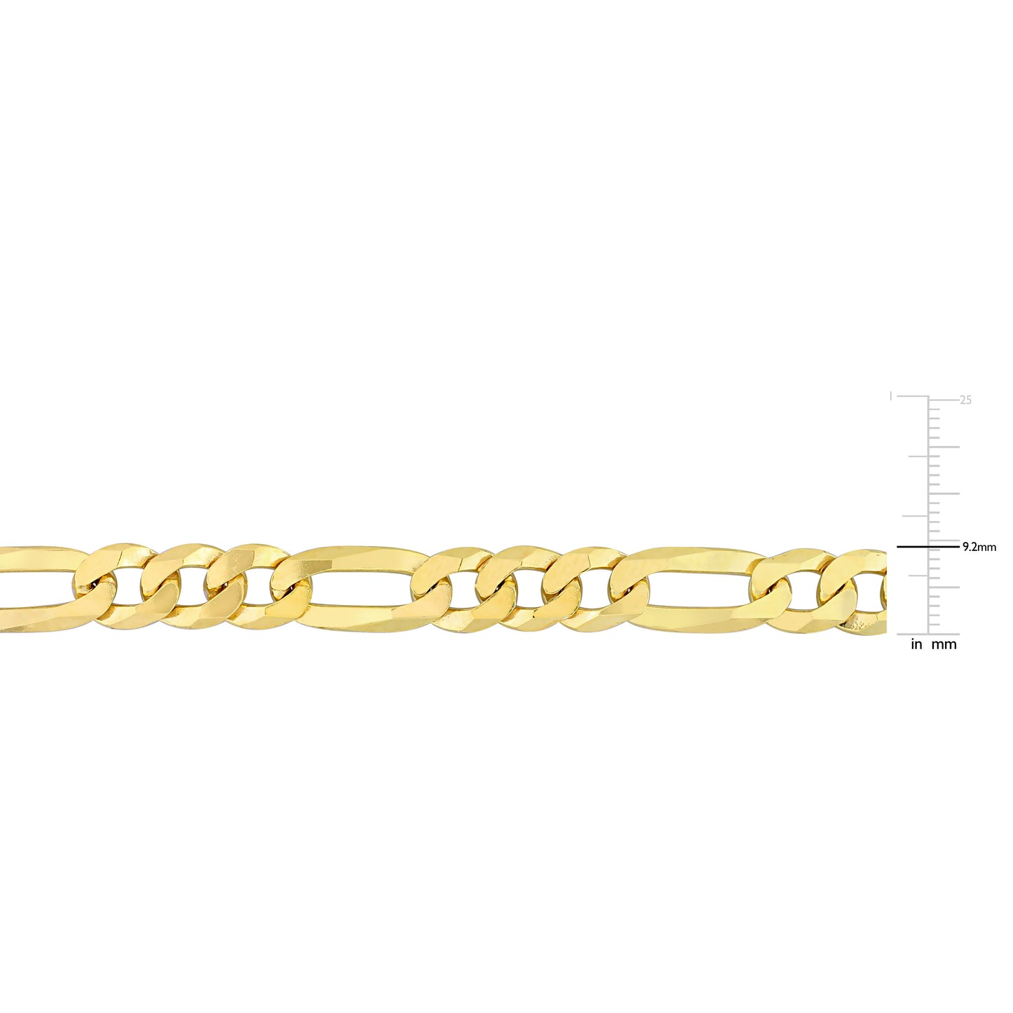 18k Yellow Gold Plated Figaro Chain Bracelet in 9.2mm
