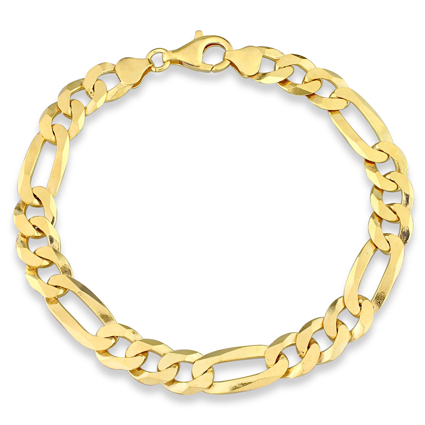 18k Yellow Gold Plated Figaro Chain Bracelet in 9.2mm