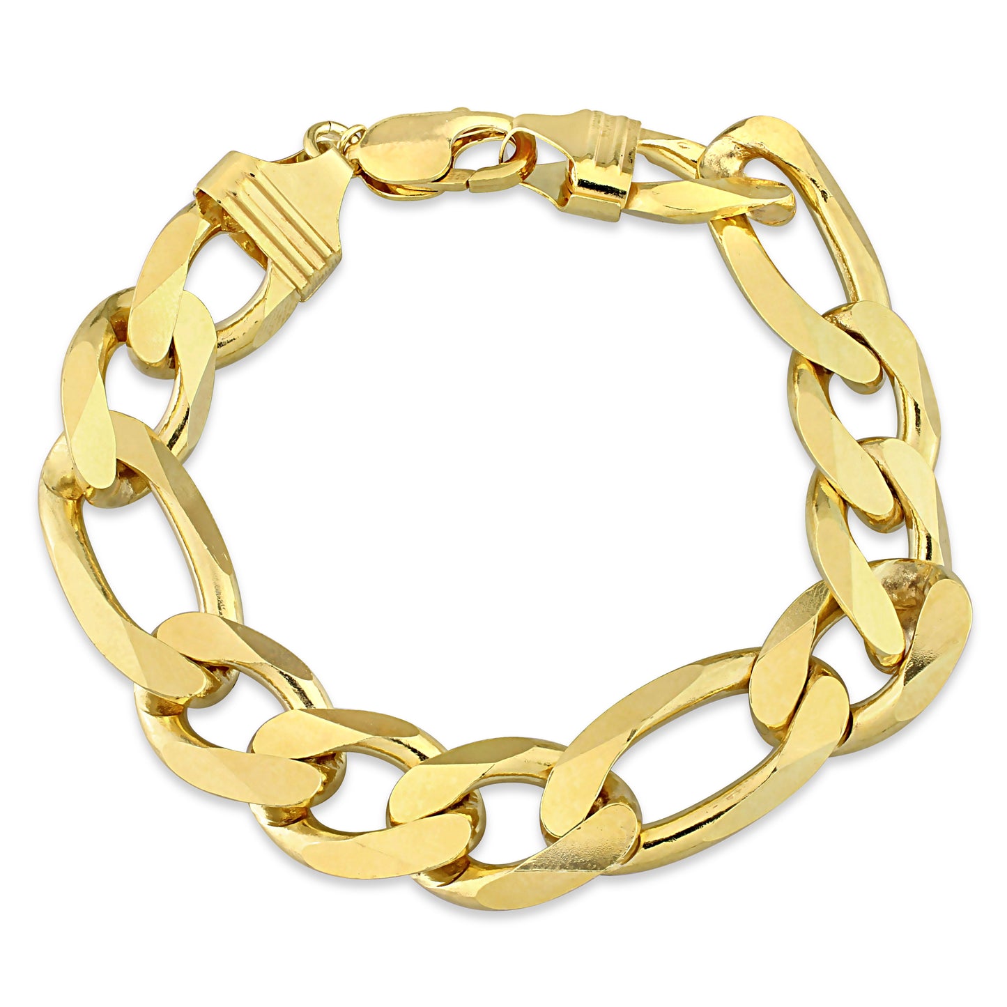 18k Yellow Gold Plated Figaro Chain Bracelet in 15mm