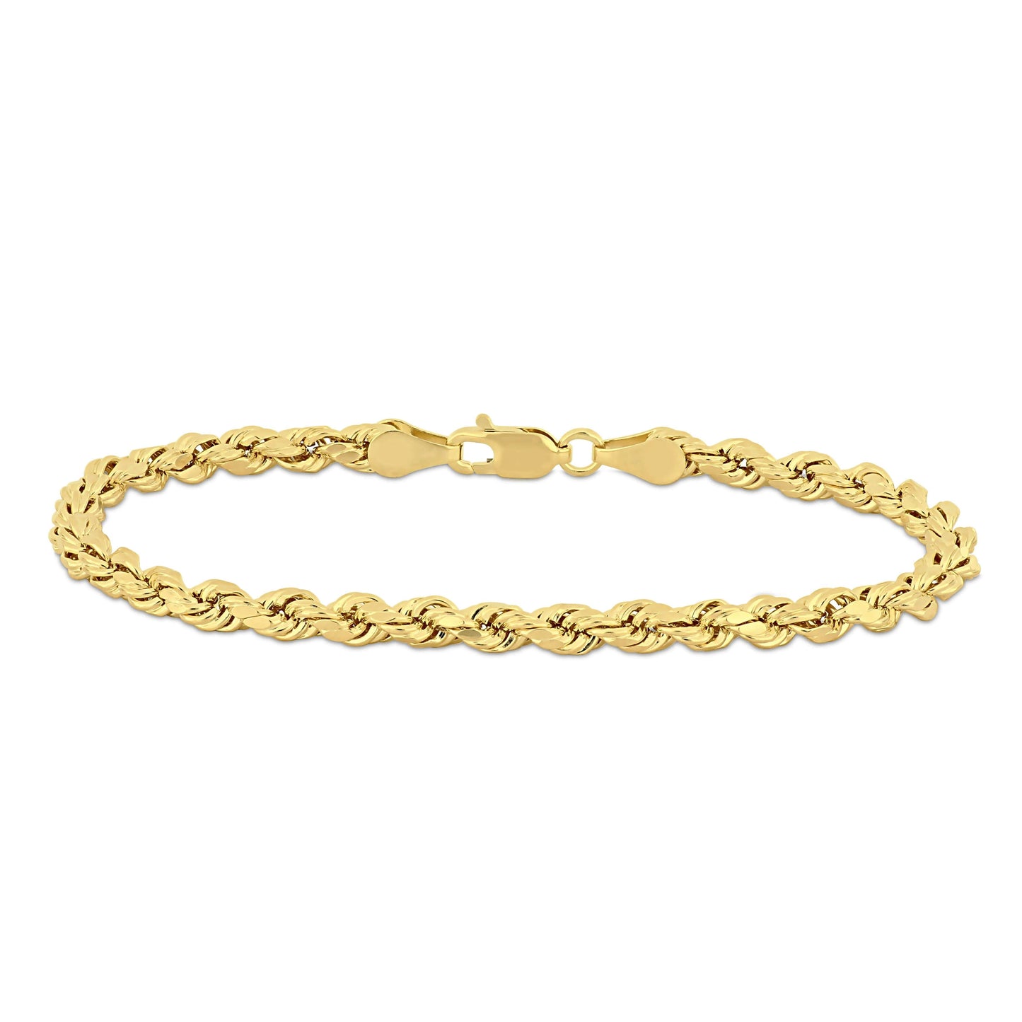 14k Yellow Gold Rope Chain Bracelet in 4mm