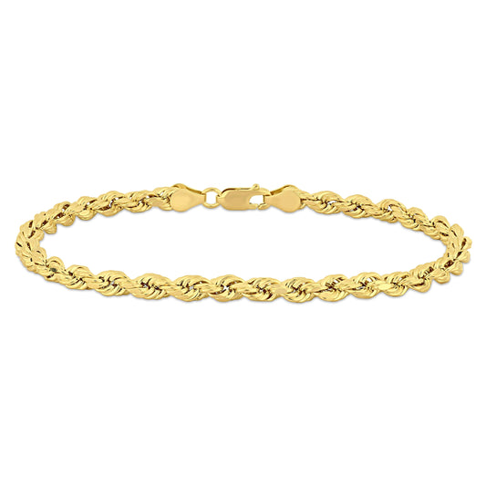 14k Yellow Gold Rope Chain Bracelet in 5mm