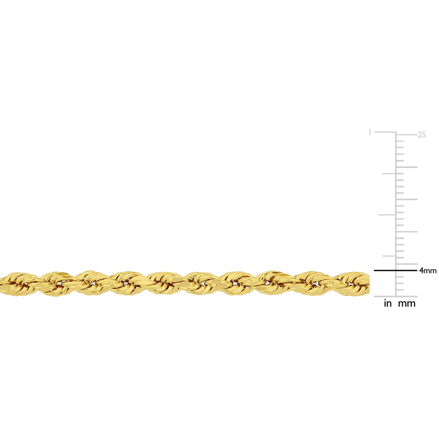 10k Yellow Gold Rope Chain Bracelet in 4mm